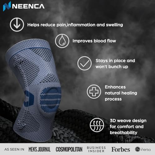 Image of NEENCA Professional Knee Brace for Pain Relief, Medical Knee Compression Sleeve, Knee Support with Horizontal Knit Tech for Meniscus Tear, ACL, Arthritis, Joint Pain, Runner, Workout