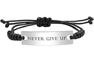 Never Give Up Inspirational Bangle Bracelet