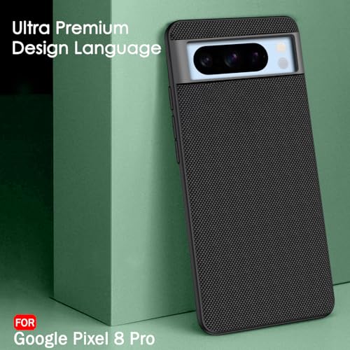 Image of TheGiftKart Back Cover Case for Google Pixel 8 Pro | Slim & Lightweight | Ultra-Premium Design | Camera Protection Bump | Fabric Texture Case Cover (PC & TPU, Black)