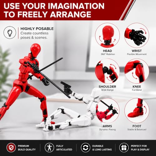 Image of ONNGEO 4 PC Action Figures Titan 13, 3D Printed Multi-Joint Movable Robot, T13 Lucky Action Figure, Dummy Robot Action 13, Desk Decoration Creative Robots, Nova 13 Mechanical Doll (YWBR)