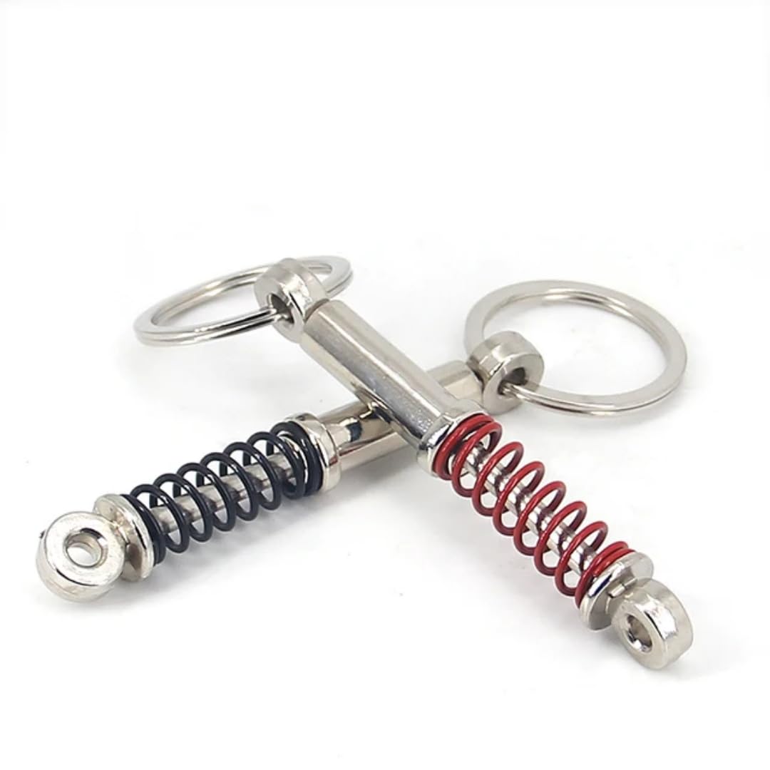 Car Shock Absorber Coil Spring Keychain, Metal Suspension Design, Red and Black Springs Pack of 1 piece-image-31