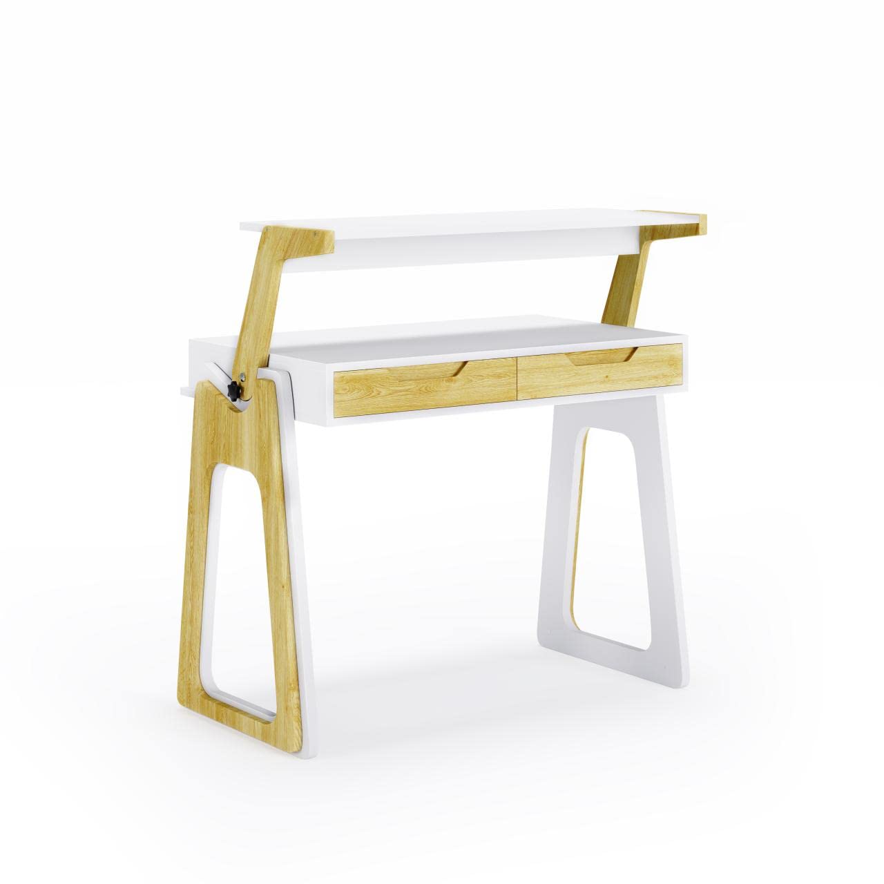 DHP Furniture Palmer Adjustable Desk, White/Oak Look, 101 x 91 x 54 cm