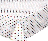 Weiß, Punkte Bunt Wachstuchtischdecke glatt abwischbar Garten Tischdecke RUND OVAL ECKIG, Größe wählbar (Eckig 140x100 cm)