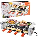 MasterChef Dual Raclette Table Grill w Non-Stick Grilling Plate & Cooking Stone- 8 Person Electric Party Tabletop Cooker for Korean BBQ- Melt Cheese, Cook Meat & Veggies at Once-(19