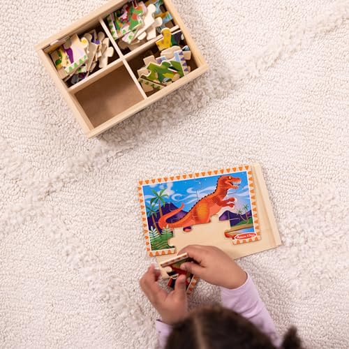 Melissa & Doug 3791 Dinosaurs 4-In-1 Wooden Jigsaw Puzzles In A Storage Box thumb #6