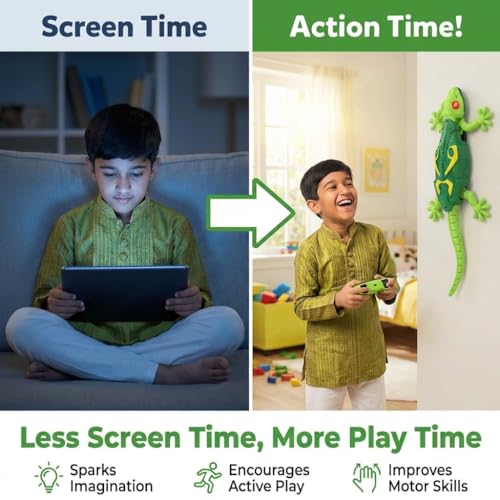 Image of Rechargeable Remote Control Wall Climbing Robot Lizard | 360 Rotation, Low Noise, LED Lights | Fun Wall Crawler Prank Toy for Kids Ages 4+ (Green)