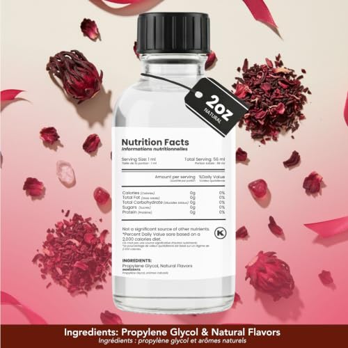 Image of Dolce Flav Natural Hibiscus Extract - Concentrated Flavoring for Baking, Beverages, Candy Making & More - Water Soluble Liquid Flavor Drops - Professional Strength Food Grade Flavoring - 2 Fl Oz