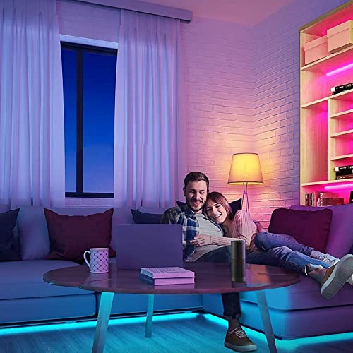 Image of PSTAR Led Strip Lights,50ft Music Sync Color Changing RGB led Strip Lights with App Control Bluetooth LED Lights,USB-Powered,for Room TVs Computer Home Cinema Party Decorations
