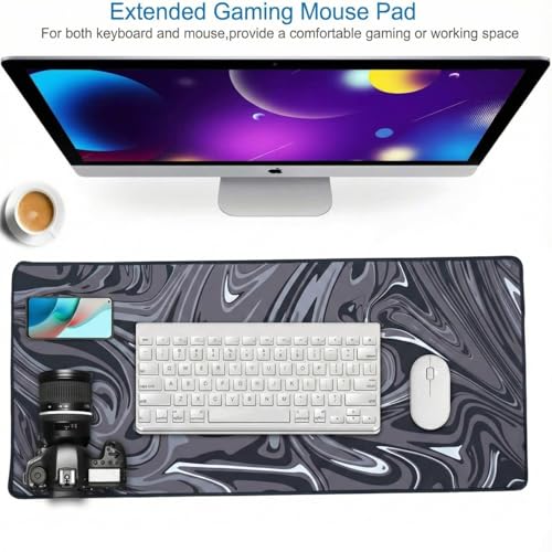 Image of Saco XXL Gaming Mouse Pad for PC - Large Desk Mat 900x400x3mm, Extended Non-Slip Rubber Base, Waterproof Surface, Marble Design, Big Keyboard Mouse Pad for Office & Home Setups