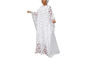 Graceful One Size Boat Neck Caftan Chiffon African Goddess Gown