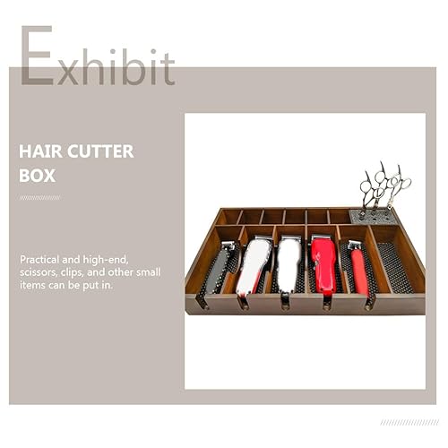 Miniatura 8 de Cortadora de pelo para peluquería, bandeja organizadora de madera para cortar el cabello, bandeja profesional para afeitadora de peluquería,