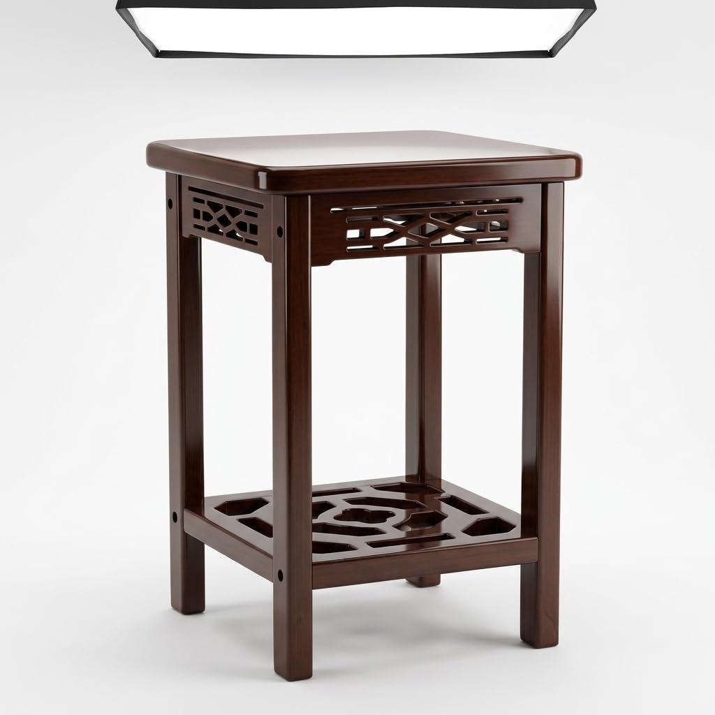 Porte plante intérieur pliable en bambou étagère fleurs déco noyer 67cm