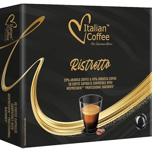 Italian Coffee for Espresso Lovers pods compatible with PRO Professional Nespresso* machines Zenius, Gemini And Momento Pre 2022 models (50 Count (Pack of 1), Ristretto PRO)