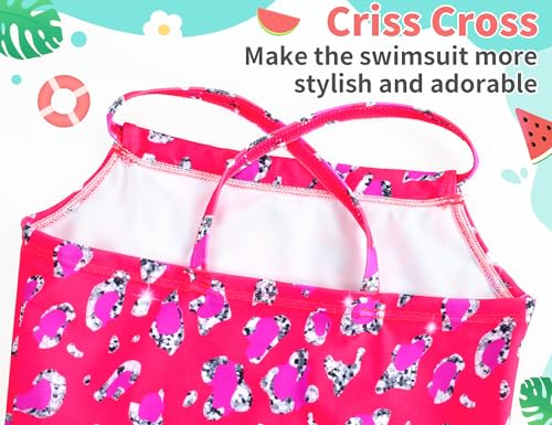 Image of TENVDA Girls Swimsuit Summer Beach Sport Halter Bathing Suits One Piece Swimwear for 2-12 Years Old Kids