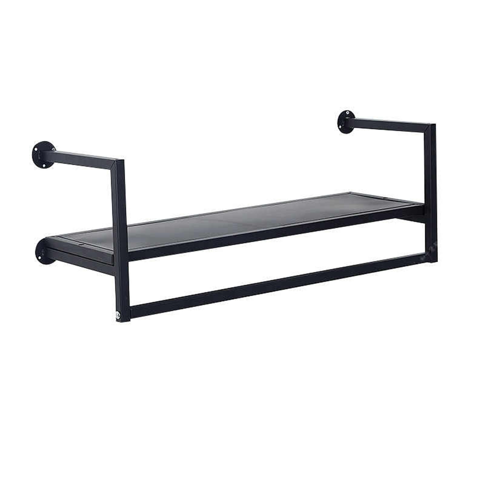 Żelazny wieszak ścienny z wiszącą półką, drążek na ubrania, elegancki wieszak na ubrania do użytku domowego i komercyjnego (czarny, 120 x 29 x 29 cm)