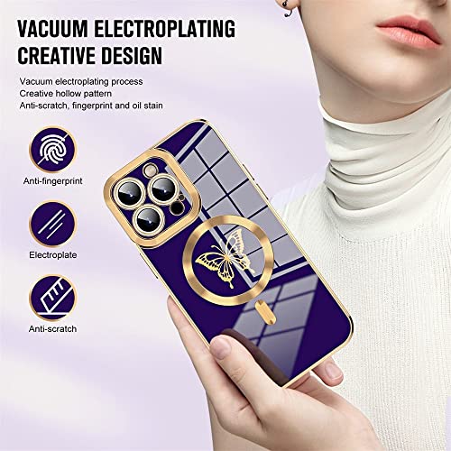 Coque pour iPhone 14 Plus et 13 Pro protection arrière souple noire motif papillon - 6