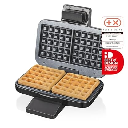 Cloer 1459 Brüsseler Waffeleisen, 1000 W, Backampel, stufenlos wählbarer Bräunungsgrad, schwarz-edelstahl – Bild 5