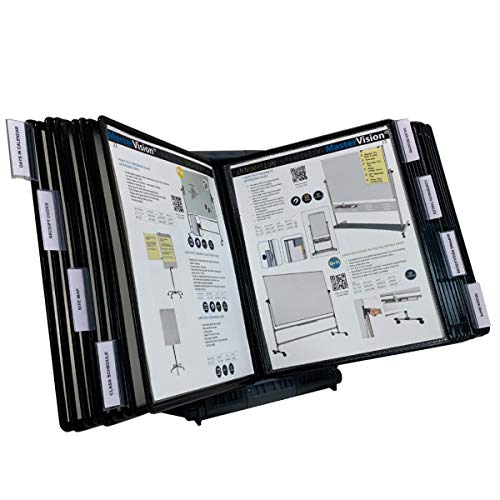 Ultimate Office AdjustaView - Organizador de escritorio de 20 bolsillos con bolsillos de fácil carga y base compacta con peso para mayor estabilidad, bolsillos negros