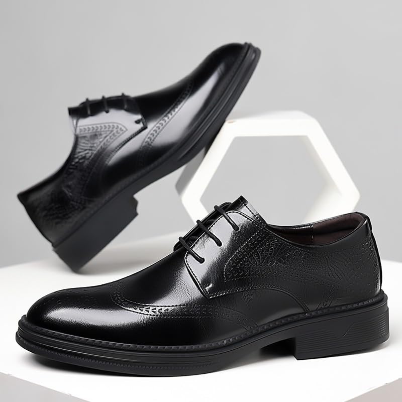 Men's Comfort Orthopedic Dress Oxford Shoes Synthetic Leather Lace-up Brogue Low Top Breathable Working Shoes2