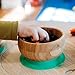 Avanchy Bamboo Baby Bowl with Spoon and Removable Silicone Suction Base – Non-Toxic, BPA-Free Feeding Bowl for Babies and Toddlers – Natural Bamboo Suction Bowl, Gray