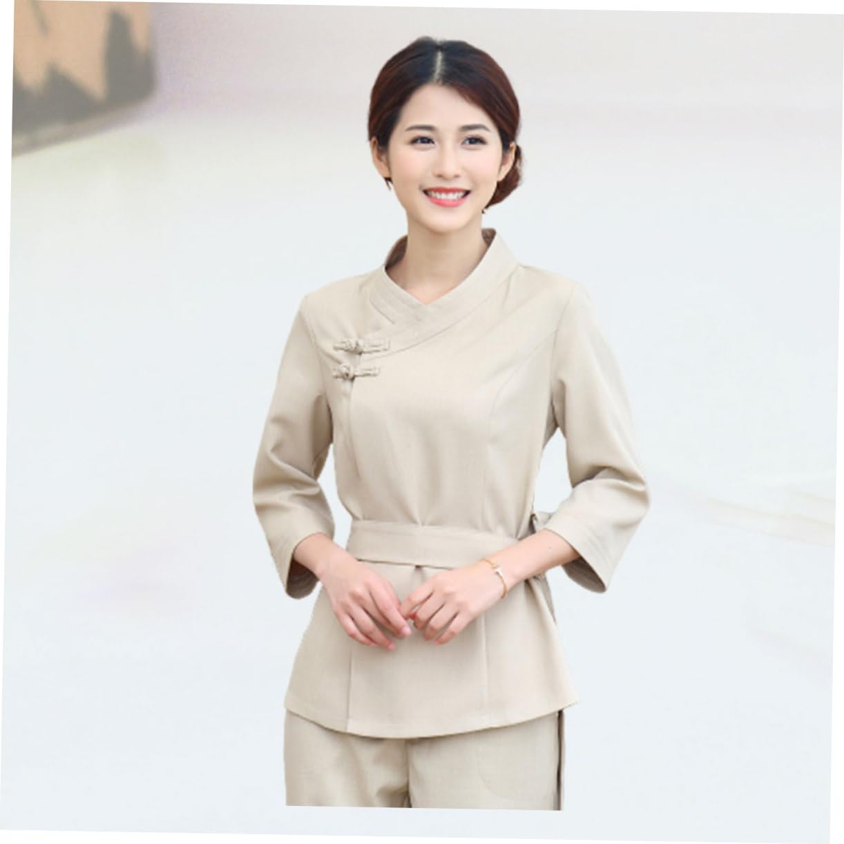 FRCOLOR Kosmetikerinnen Overall für Salon und Spa Leichte Arbeitskleidung aus Polyester und Spandex mit Verstellbarem Taillenband