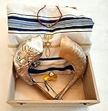 Best Gift Evangelical Christian Oil Anointing Silver Rams Shofar Plus Bottle of Oil Plus Prayer Shawl Plus Rams shofar Plus Kabbala Red String in Wooden Box