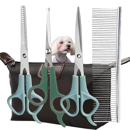 5-Piece Dog Grooming Kit, Pet Grooming Kit with Dog Grooming Scis...