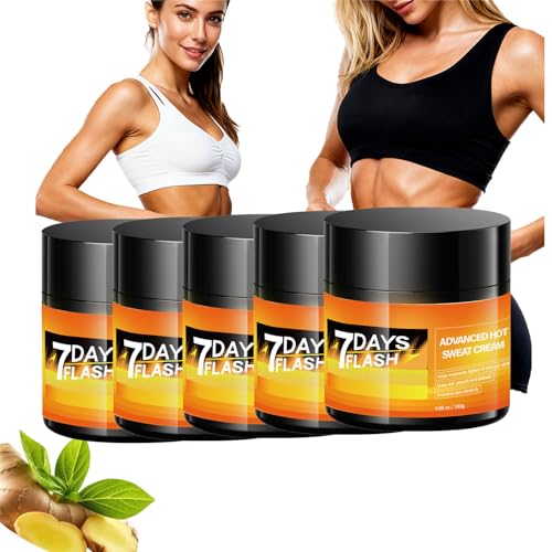 Hot Sweat Body Cream - Complejo adelgazante para abdomen, muslos y brazos, loción corporal reafirmante y alisadora para mujeres y hombres, reafirmante, contorneadora, 100 ml (5 unidades)
