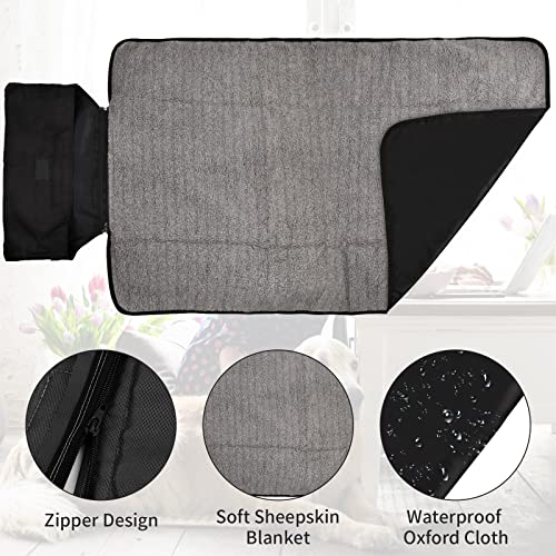 Cozlly Hundedecke für Unterwegs, Faltbare wasserdichte Hundedecke Haustier Decke Camping Decke Haustierdecke Outdoor Reisedecke Hund Katze Mat Wärmende Decke mit Tasche für Hund, 100 x 70cm (Schwarz)
