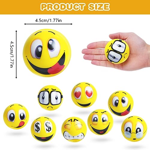 Ainiv Stress Bälle, 20 Stück Stressball, Antistressball für Erwachsene, Lächeln Gesicht Bälle, 4.5CM Schaum Stressabbau Bälle Stressabbau Spielzeug für Mitgebsel