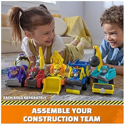 Rubble & Crew, Motors Wrecking Ball Toy Truck with Action Figure and Movable Construction Toys, Kids Toys for Ages 3 and Up