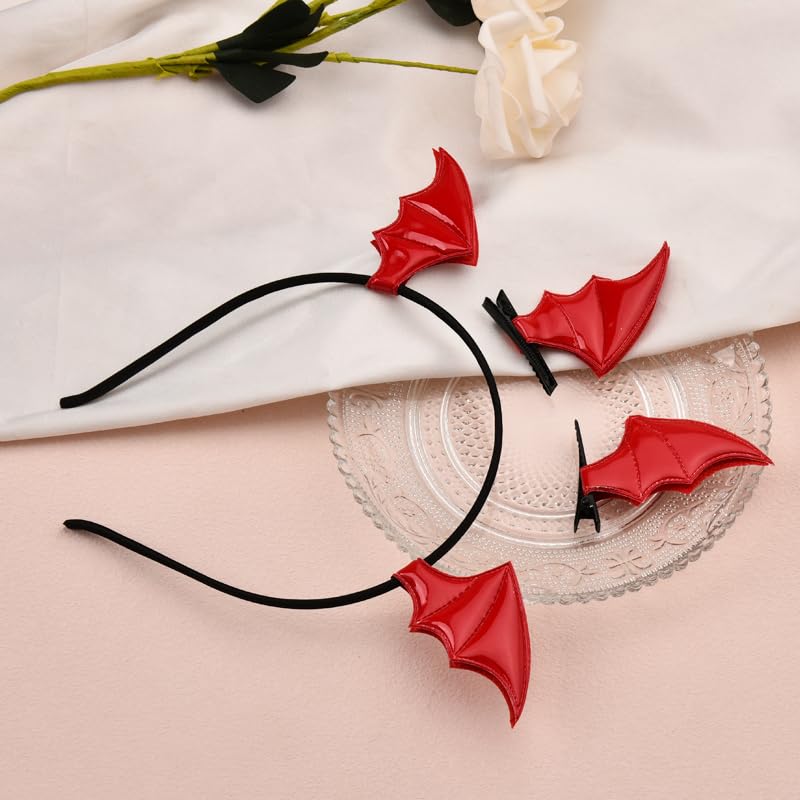 Accesorios de cabello alas de murciélago Halloween rojo miniatura 5