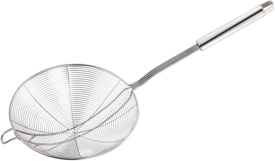 MAGICLULU 2pcs Stainless Steel Colander Skimmer Spoon with Ergonomic Handle Double Coil Strainer Ladle for Hot Pot Pasta Noodles Frying Heat Resistant Dishwasher Safe
