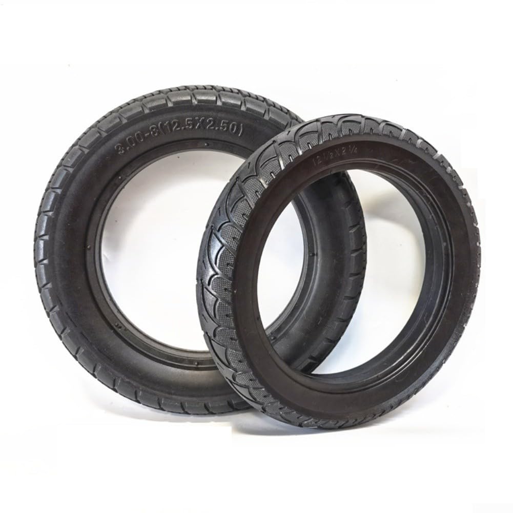 2 Stück 12,5 Zoll Vollradreifen 12 1/2x2,50 (62-203) wartungsfreie Gummiräder für E-Bike und Roller - Schwarz