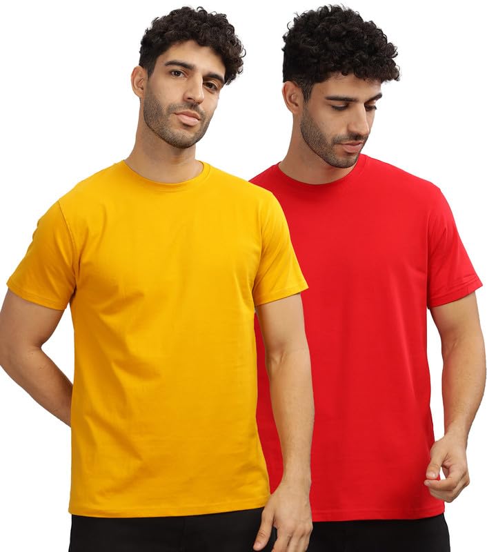 Image of XENOVAURBAN Unisex Regular Cotton Combo of 2 Solid Color Tshirt