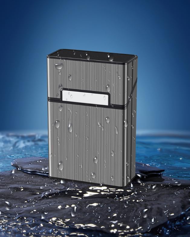 Caixa de cigarro magnética (20 unidades) – Suporte de tabaco de metal com uma mão para abrir/fechar, armazenamento de cigarros durável e portátil à prova de poeira