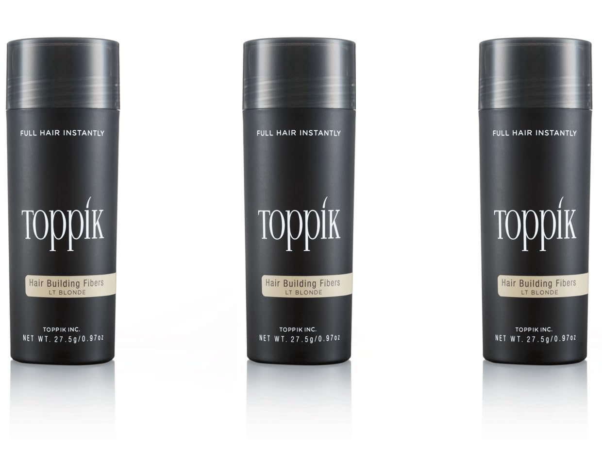 TOPPIK 3x 27,5 g Haarverdichter Streuhaar Haarverdichtung Schütthaar Hair Fibers Farbton Hellblond Light Blonde