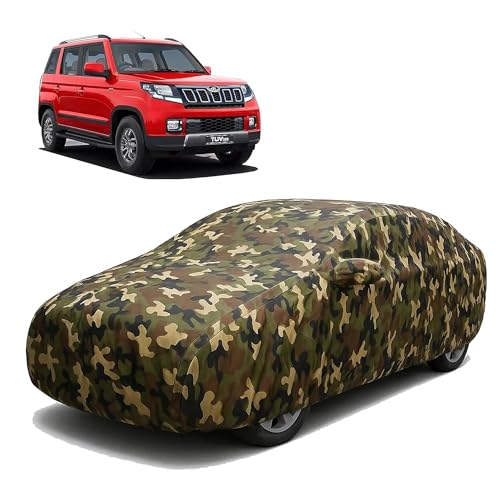 Image of Sulfar 100% Waterproof Car Body Cover for Mahindra TUV300 - Triple-Stitched Dustproof UV, Heat & Rain Protection with Mirror Pockets, Full-Bottom Elastic & Free Storage Bag - All-Weather Indoor Outdoo