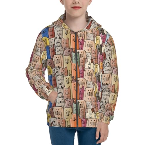 Funny Dogs Family Kid Hoodies Boys Zip Up Sweatshirts Girls Pullover with Pocket3