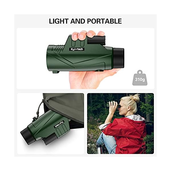 Kylietech Monokular 12 x 55, Monokular mit Stativ und Smartphone-Adapter Fernrohr inkl. Tragetasche, Handschlaufe für… – Bild 8