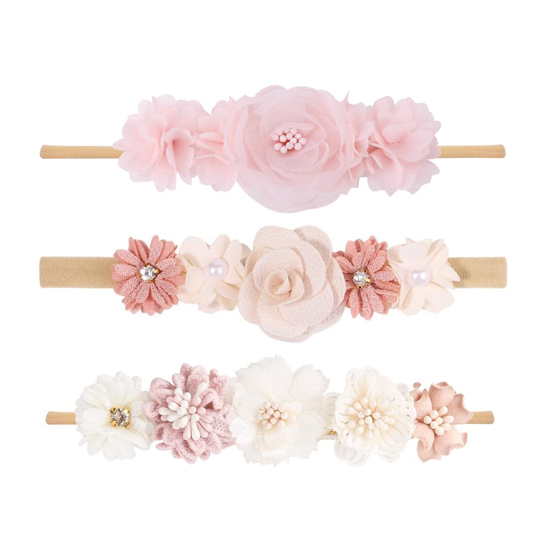 UEAVOID 3 Piezas Cinta de Grogrén Suaves y Elásticos para Niñas Pequeñas, Turbante Bebé Niña Niños, Niños Pequeños y Niñas