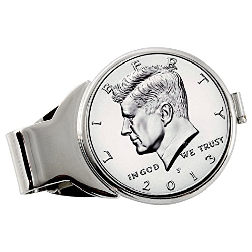 American Coin Treasures U.S. Coin Money Clip - Proof JFK Half Dollar | Brass Moneyclip Layered in Silver-Tone Rhodium | Holds Currency, Credit Cards, Cash | Certificate of Authenticity