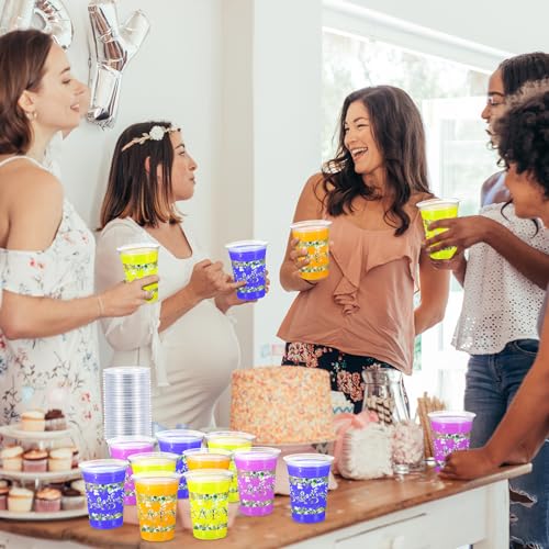 Jinei GES-JINEI-1018 60 Pcs Eucalyptus Baby Shower Supplies 16 Oz Baby Shower Plastic Cups Bulk Sage Green Baby Shower Disposable Cups For Baby Shower Birthday Party Favors Gender Reveal Decoration thumb #4