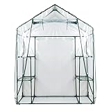 Ergugos ビニールハウス ビニール温室 PVC 植物 温室 カバー 家庭用 ガーデン 園芸用温室 花園 植物 ミニガーデン 簡易温室 ホーム温室 三段 組立式簡易 防水保温防風 フラワースタンド・ガーデンラック・家庭菜園・温室 替えカバー 温室花植物成長 73*143*195cm