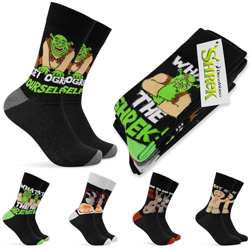 Immagine prodotto: Shrek Calzini Uomo Divertenti Pacco da 5 Calze Fantasia Simpatiche Colorate Regalo Uomo Ragazzo Simpatico Taglia 40-46