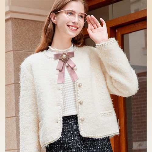 Image of Rhinestone Retro British Style Pre-tied Adjustable Fabric Ribbon Bow Tie for Women Men Uniform Necktie Bownot