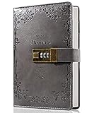Lock Diary Leather Locking Journal Writing Notebook Vintage Lock Planner Agenda Personal Diary Gray
