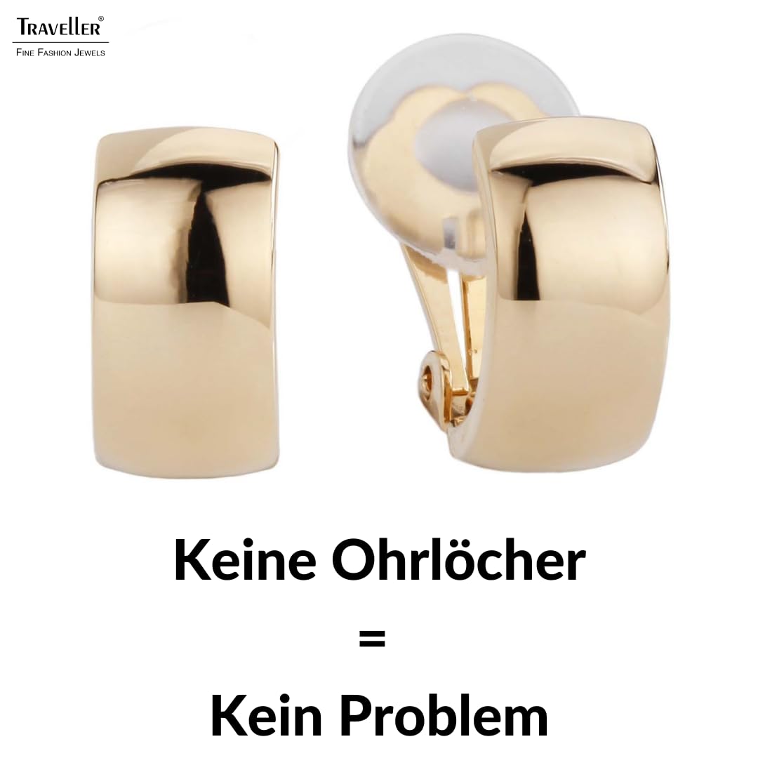 Traveller® joyas pendientes pendientes Clip – 22 quilates o rodio – Kleine halbcreolen