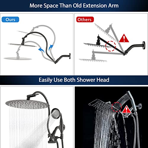 Pdpbath All Metal 12'' Rainfall Shower Head With 16'' Upgrade Adjustable Extension Arm, Shower Head With Handheld Combo High Pressure, 70" Extra Long Shower Hose, 3-Way Diverter, Oil Rubbed Bronze #TOP7