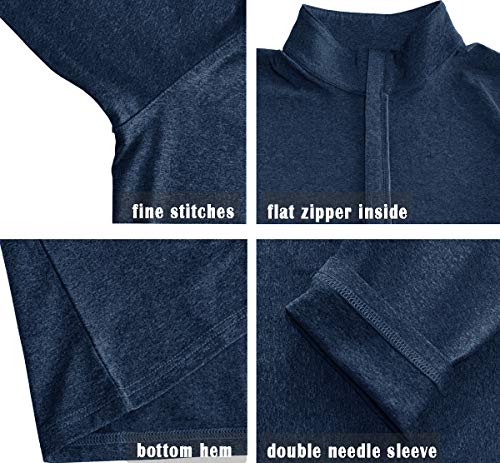 KEFITEVD Hardloopshirt voor heren, halve rits, ademend, sportshirt, fleece, opstaande kraag, sweatshirt, lange mouwen, stretch, gym, hardloopshirt - Image 7